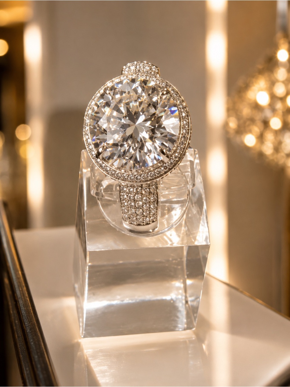 Sterling silver .925 CZ Engagement ring round pave